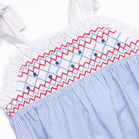 Stars and Stripes Smocked Bubble, Blue