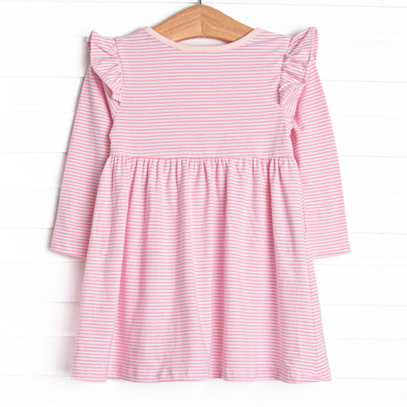 Everly Long Sleeve Dress, Light Pink Stripe