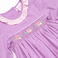Petunia Purple Petals Smocked Bubble, Purple