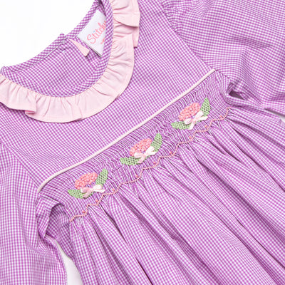 Petunia Purple Petals Smocked Bubble, Purple