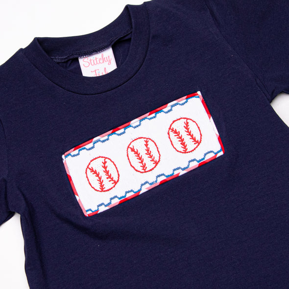 Big League Baller Smocked Short Set, Navy