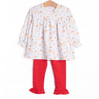 Chasing Tails Ruffle Legging Set, Red
