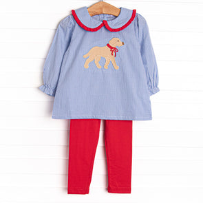 Chasing Tails Applique Legging Set, Blue