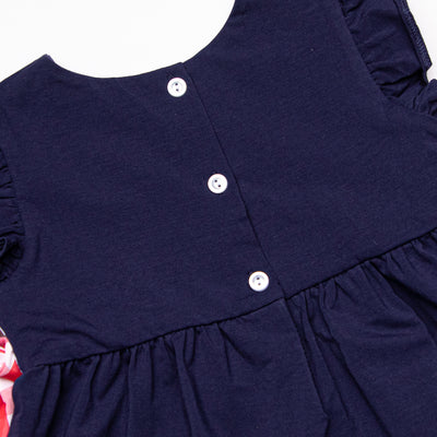 Big League Baller Smocked Ruffle Short Set, Navy