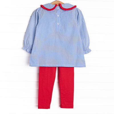 Chasing Tails Applique Legging Set, Blue