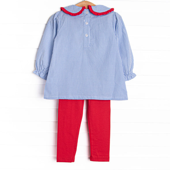 Chasing Tails Applique Legging Set, Blue