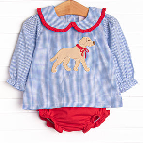 Chasing Tails Applique Diaper Set, Blue