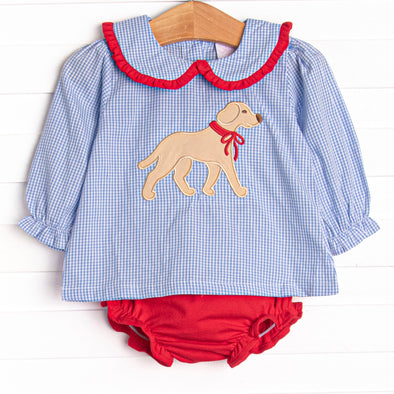 Chasing Tails Applique Diaper Set, Blue