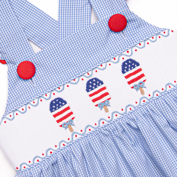 Patriotic Pops Smocked Ruffle Short Set, Blue