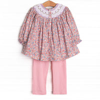 Petunia Purple Smocked Legging Set, Purple