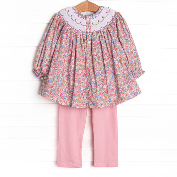 Petunia Purple Smocked Legging Set, Purple