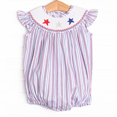 Red, White, and True Smocked Bubble, Blue
