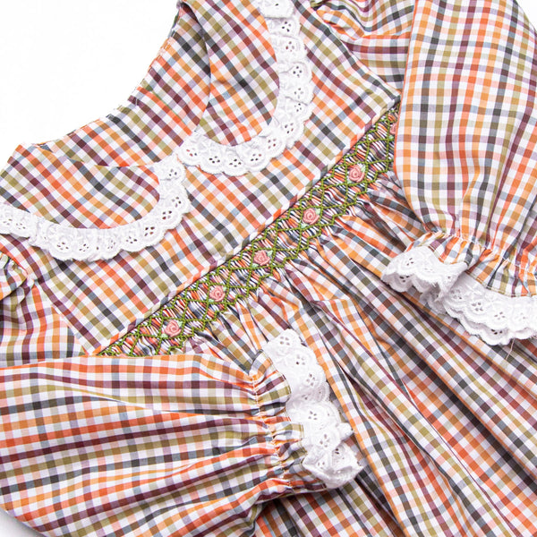 Fall Time Field Florals Smocked Dress, Green