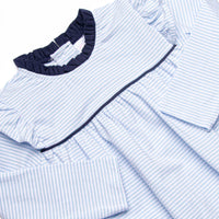 Grace Long Sleeve Bubble, Navy and Light Blue Stripe
