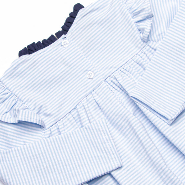 Grace Long Sleeve Bubble, Navy and Light Blue Stripe