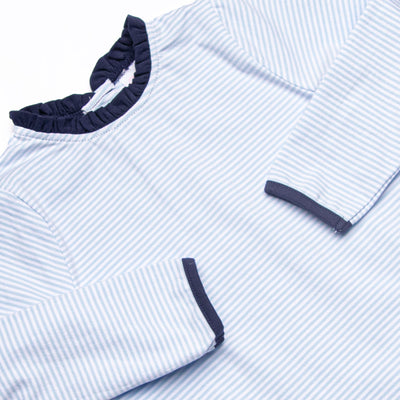 Grace Long Sleeve Pocket Dress, Navy and Light Blue Stripe