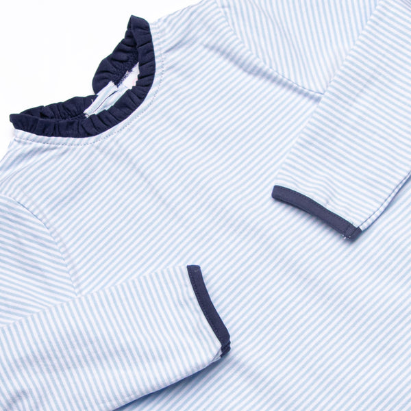 Grace Long Sleeve Pocket Dress, Navy and Light Blue Stripe