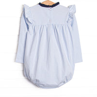 Grace Long Sleeve Bubble, Navy and Light Blue Stripe