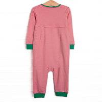 Christmas Time Stripes Pima Romper, Red