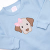 Furry Ear Friend Applique Legging Set, Blue