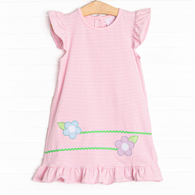 Very Sweet Vines Applique Dress, Pink