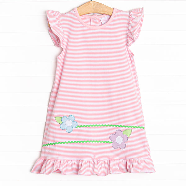 Very Sweet Vines Applique Dress, Pink