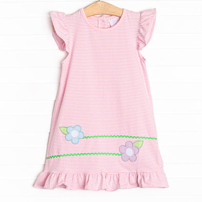 Very Sweet Vines Applique Dress, Pink