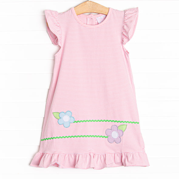 Very Sweet Vines Applique Dress, Pink