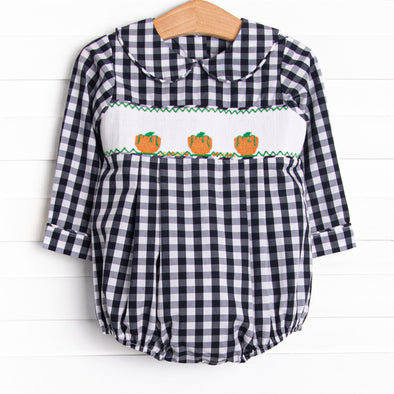 Fall Pickins Smocked Bubble, Navy
