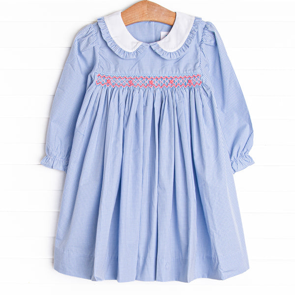 Gracie Gingham Smocked Dress, Blue