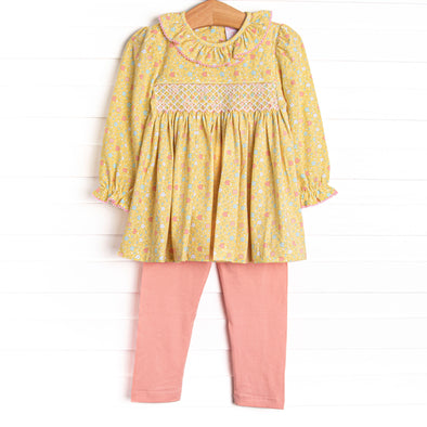 Darling Designs Smocked Legging Set, Yellow
