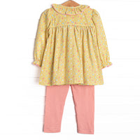 Darling Designs Smocked Legging Set, Yellow