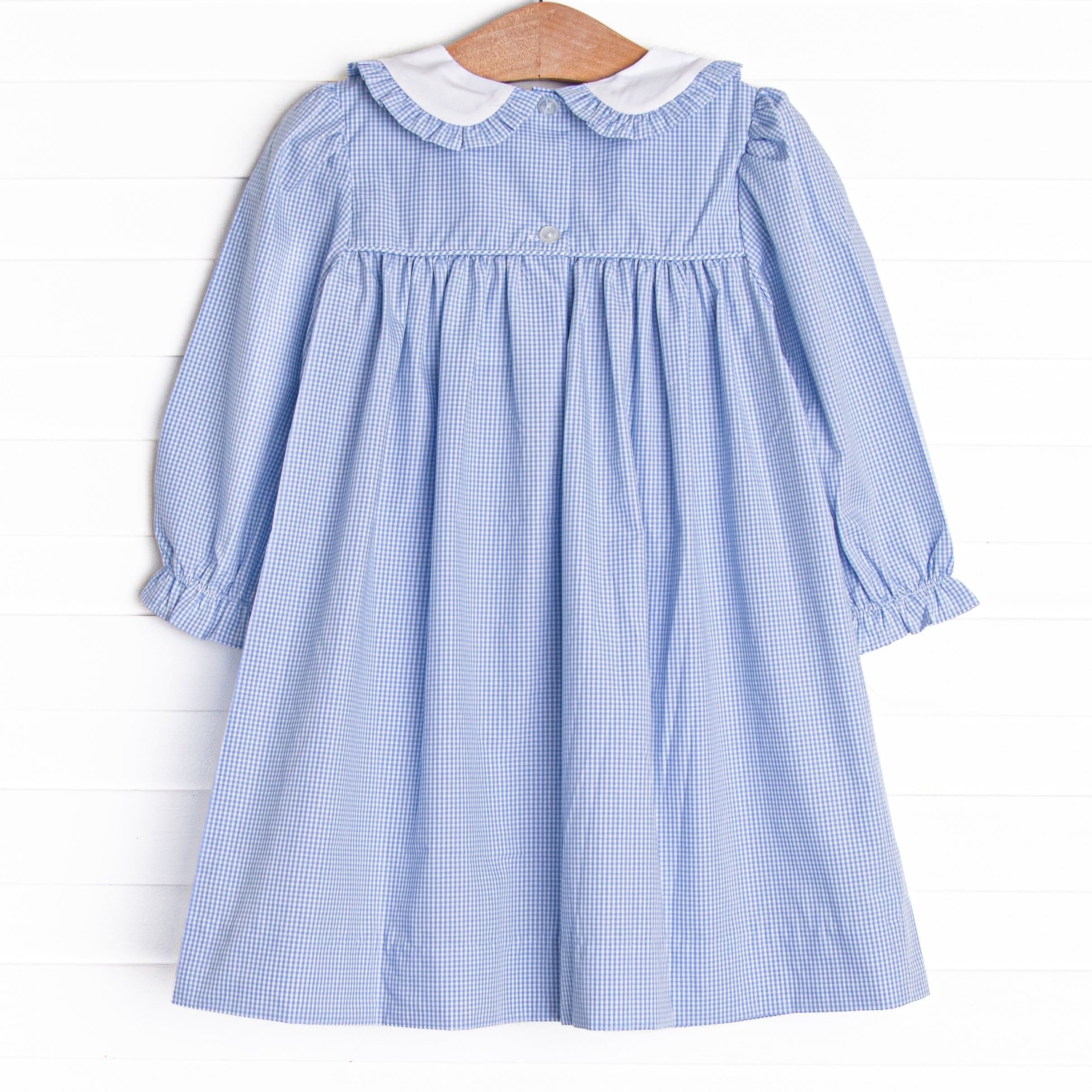 Gracie Gingham Smocked Dress, Blue Stitchy Fish Gracie Gingham Smocked Dress, Blue Stitchy Fish