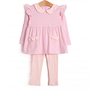 Emmaline Long Sleeve Legging Set, Light Pink Stripe