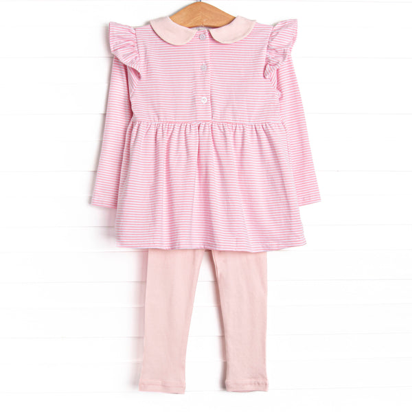 Emmaline Long Sleeve Legging Set, Light Pink Stripe