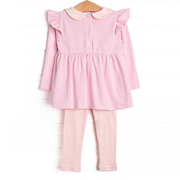 Emmaline Long Sleeve Legging Set, Light Pink Stripe