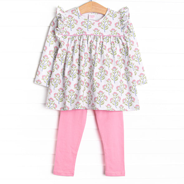 Pick Me Petals Ruffle Sleeve Legging Set, Pink