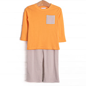 Evan Pant Set, Orange and Tan Stripe