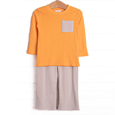 Evan Pant Set, Orange and Tan Stripe