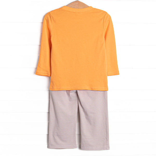 Evan Pant Set, Orange and Tan Stripe