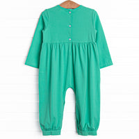 On the Job Smocked Romper, Green