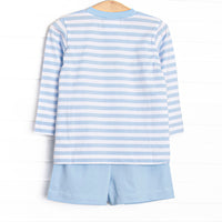 Amusement Park Adventures Applique Long Sleeve Short Set, Blue