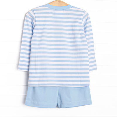Amusement Park Adventures Applique Long Sleeve Short Set, Blue