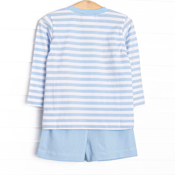 Amusement Park Adventures Applique Long Sleeve Short Set, Blue