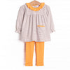Amelia Legging Set, Orange and Tan Stripe