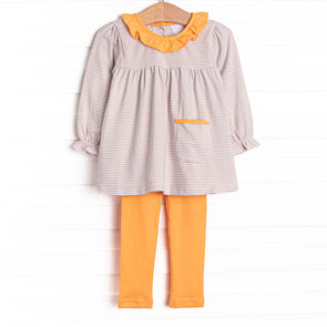 Amelia Legging Set, Orange and Tan Stripe