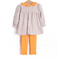 Amelia Legging Set, Orange and Tan Stripe