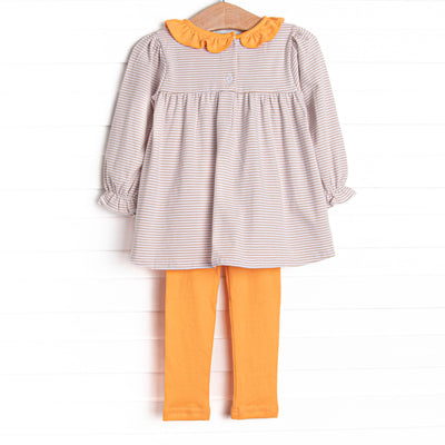 Amelia Legging Set, Orange and Tan Stripe