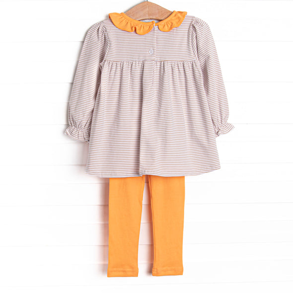 Amelia Legging Set, Orange and Tan Stripe