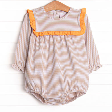 Bonnie Long Sleeve Bubble, Orange and Tan Stripe